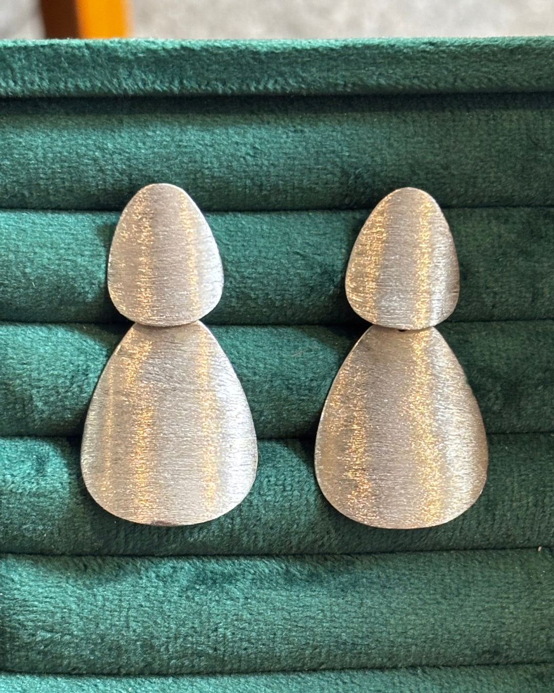 Brushed-Finish Handmade Sterling Silver Statement Earrings