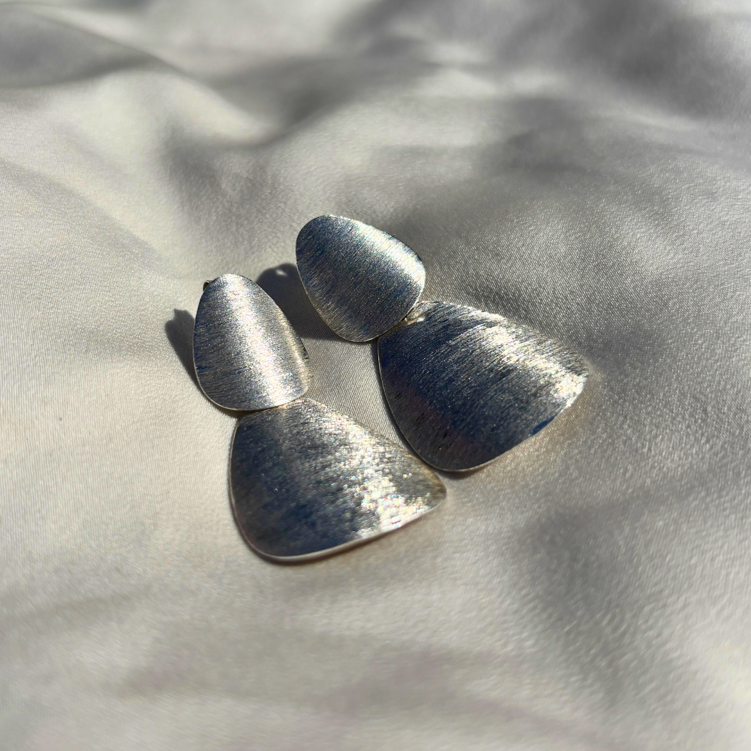 Brushed-Finish Handmade Sterling Silver Statement Earrings
