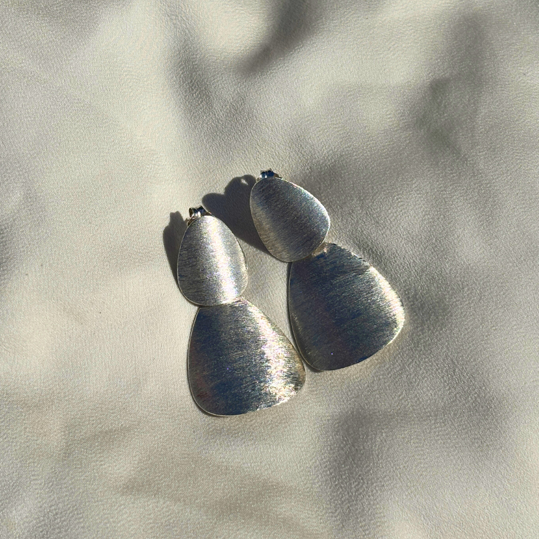 Brushed-Finish Handmade Sterling Silver Statement Earrings