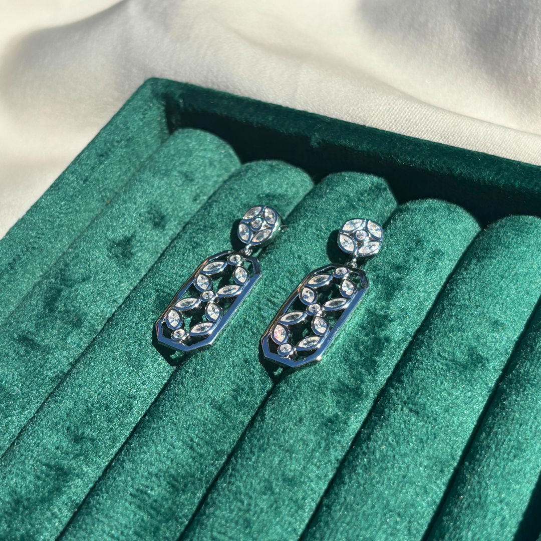 Floral-Inspired Statement Earrings in Sterling Silver Framing Delicate Floral Motifs