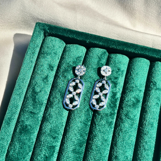 Floral-Inspired Statement Earrings in Sterling Silver Framing Delicate Floral Motifs